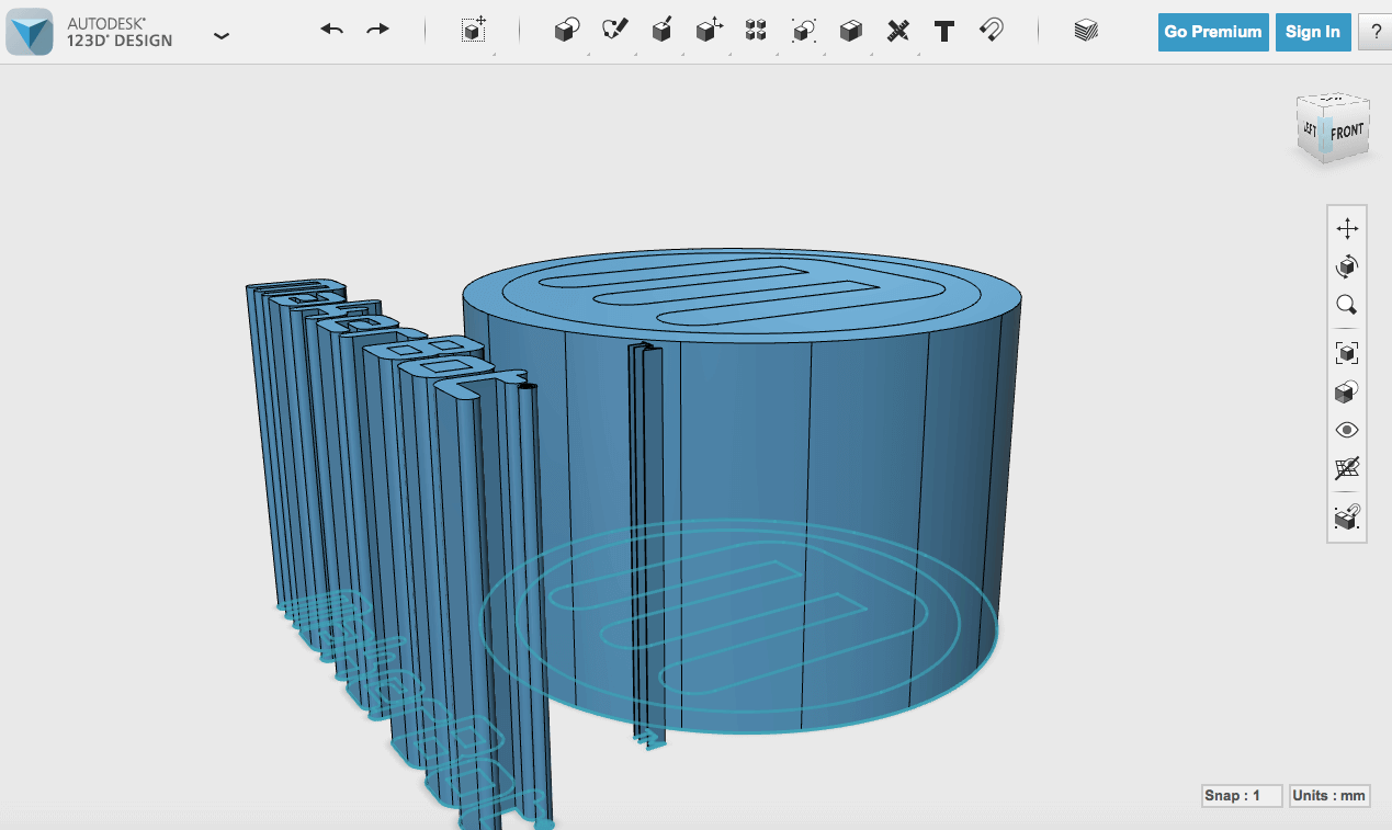 extend the grid in autodesk 123d design