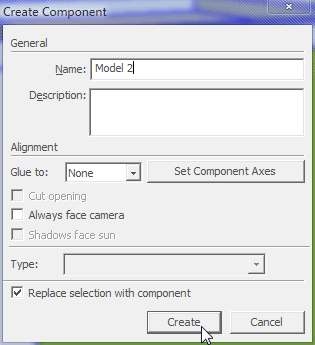Image 7. Change component name to Model 2 and click create