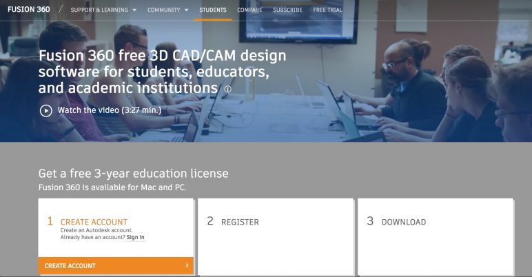 free fusion 360 for students