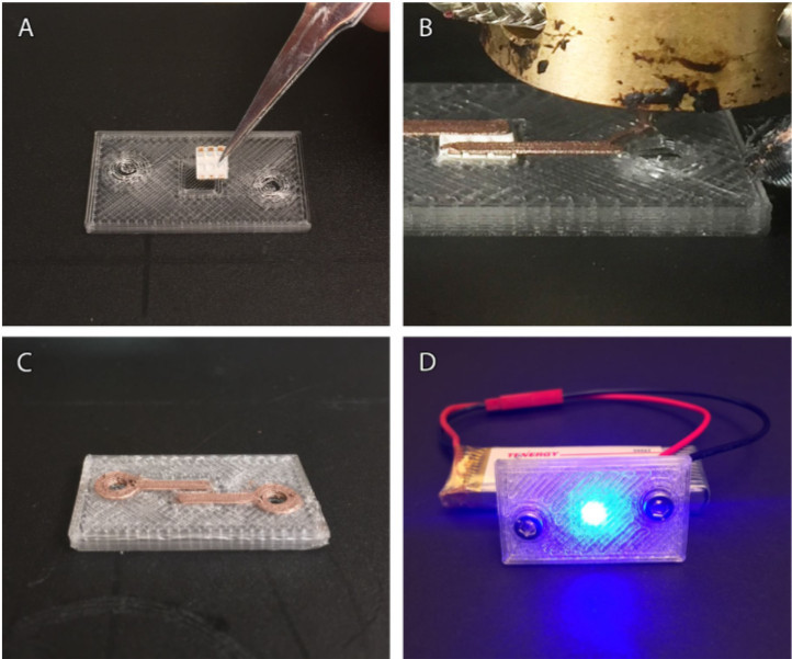 3D printed components using conductive thermoplastic.