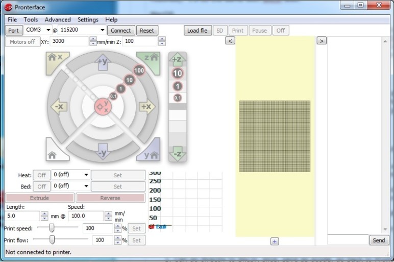 Pronterface upon startup.