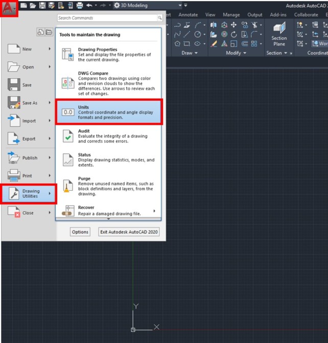 autocad change to architectural units